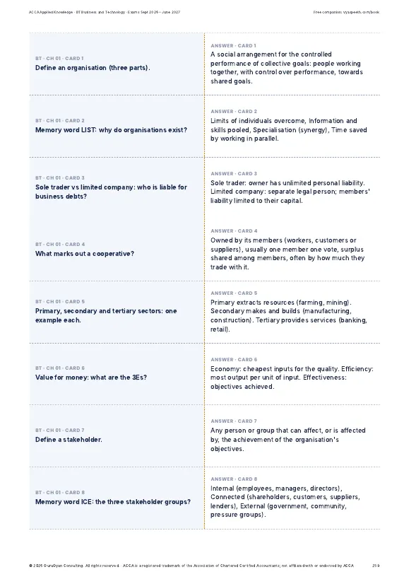 ACCA BT Business and Technology Review Notes sample page 6