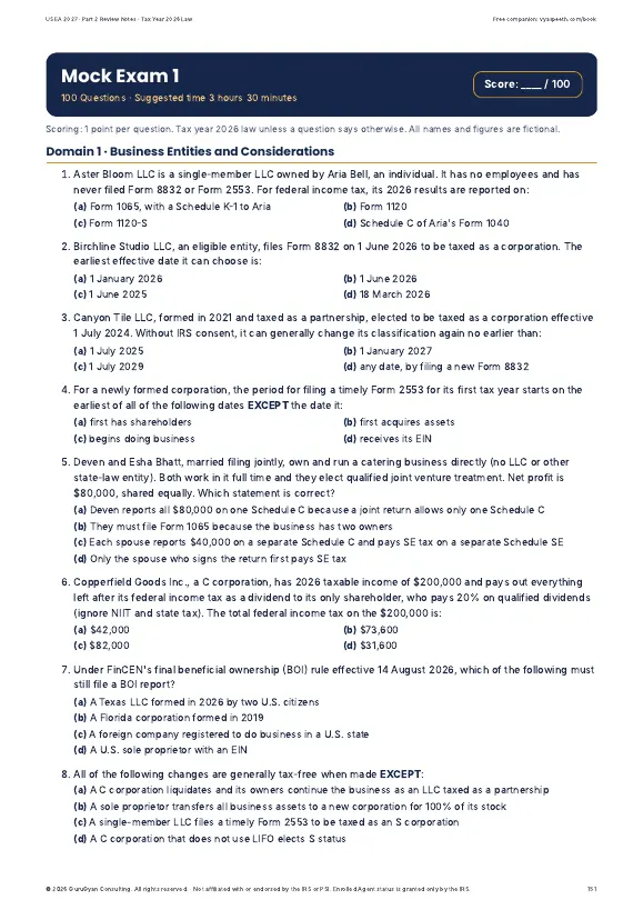US EA 2027 Part 2 Businesses Review Notes sample page 5