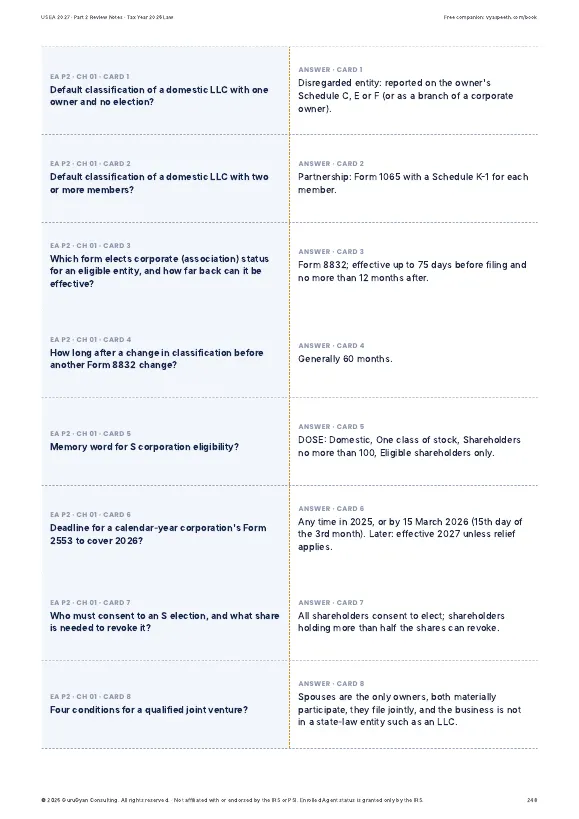 US EA 2027 Part 2 Businesses Review Notes sample page 6