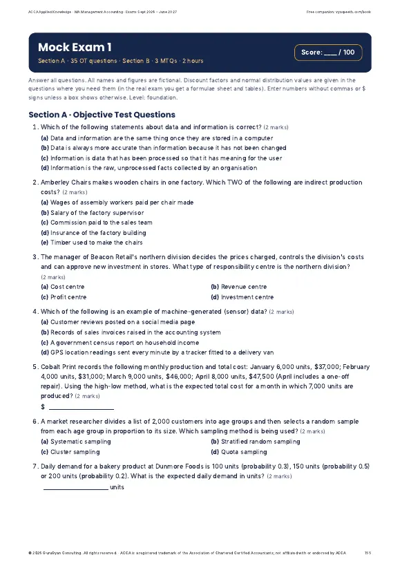 ACCA MA Management Accounting Review Notes sample page 5