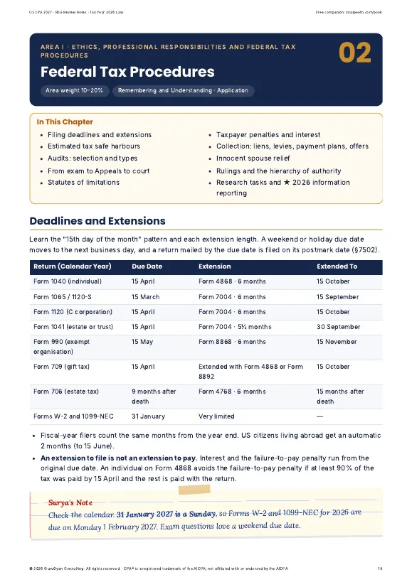 US CPA® 2027 REG Review Notes sample page 2