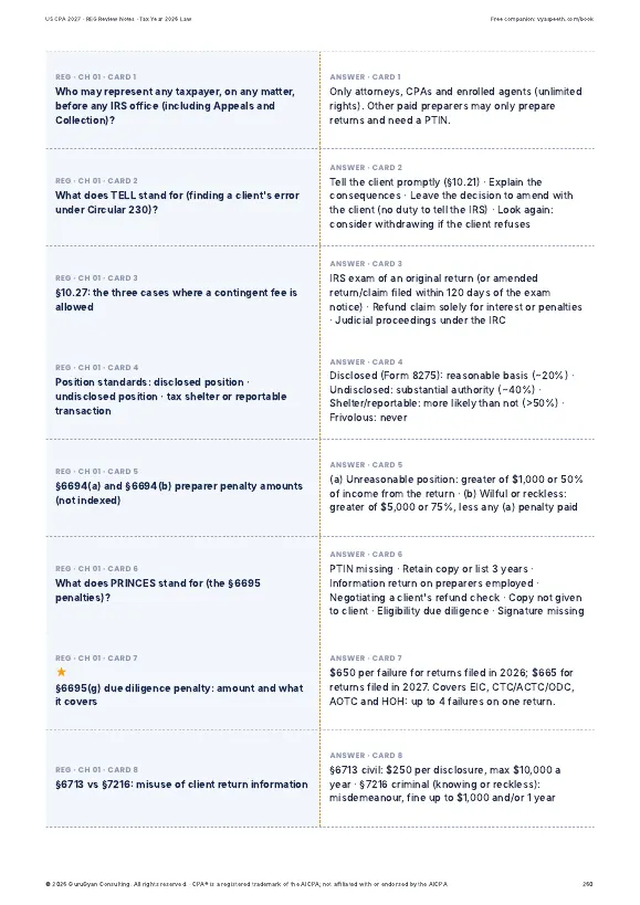 US CPA® 2027 REG Review Notes sample page 6